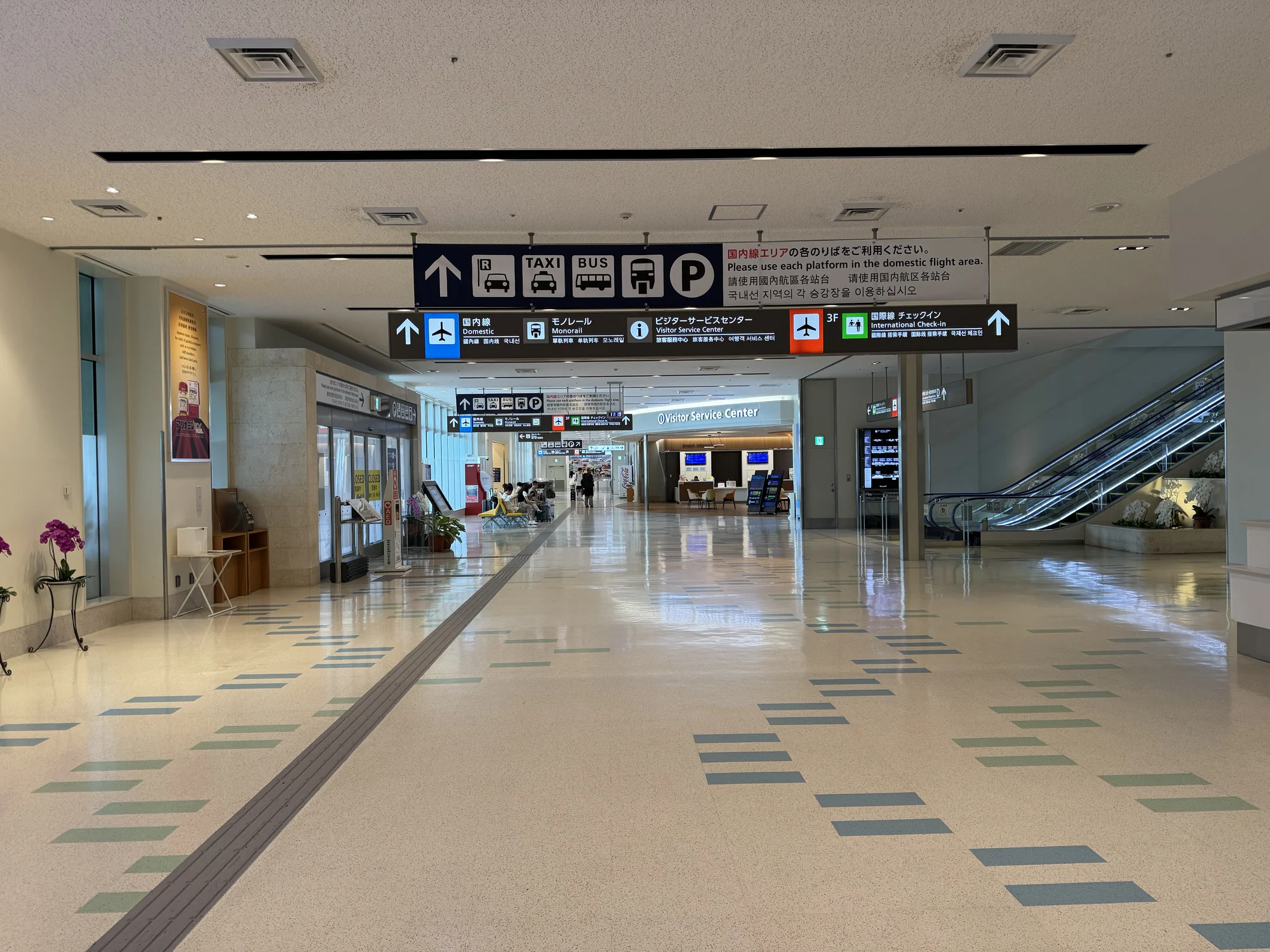 The bus counter was at the far end of the airport