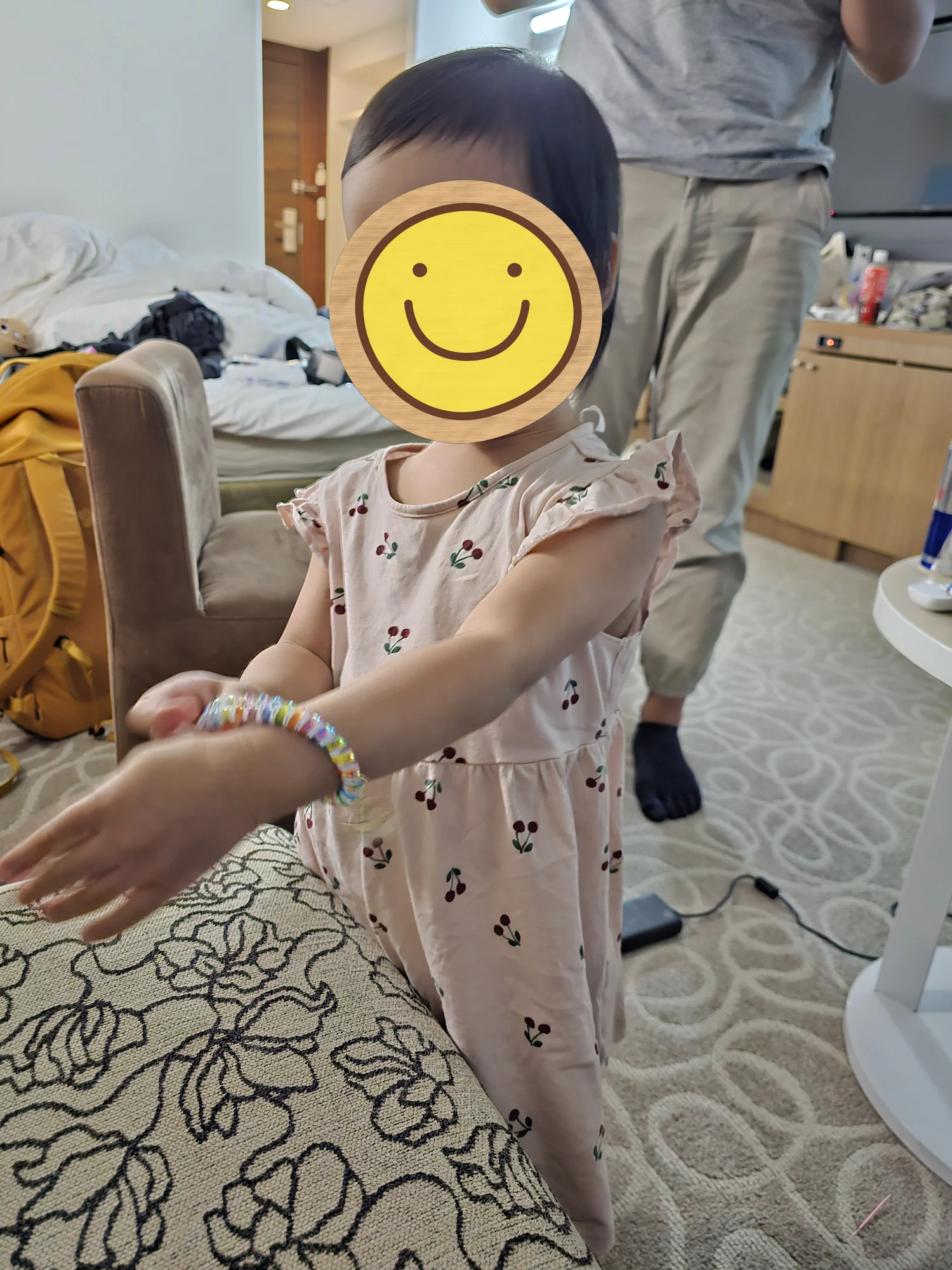 Playing with the day's purchases